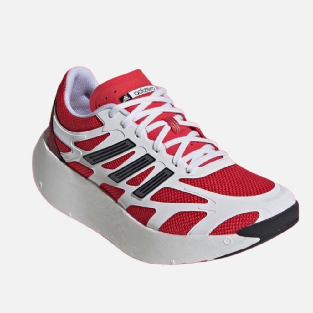 adidas Adizero ARUKU Red and White Mesh Sneaker with Black Accents
